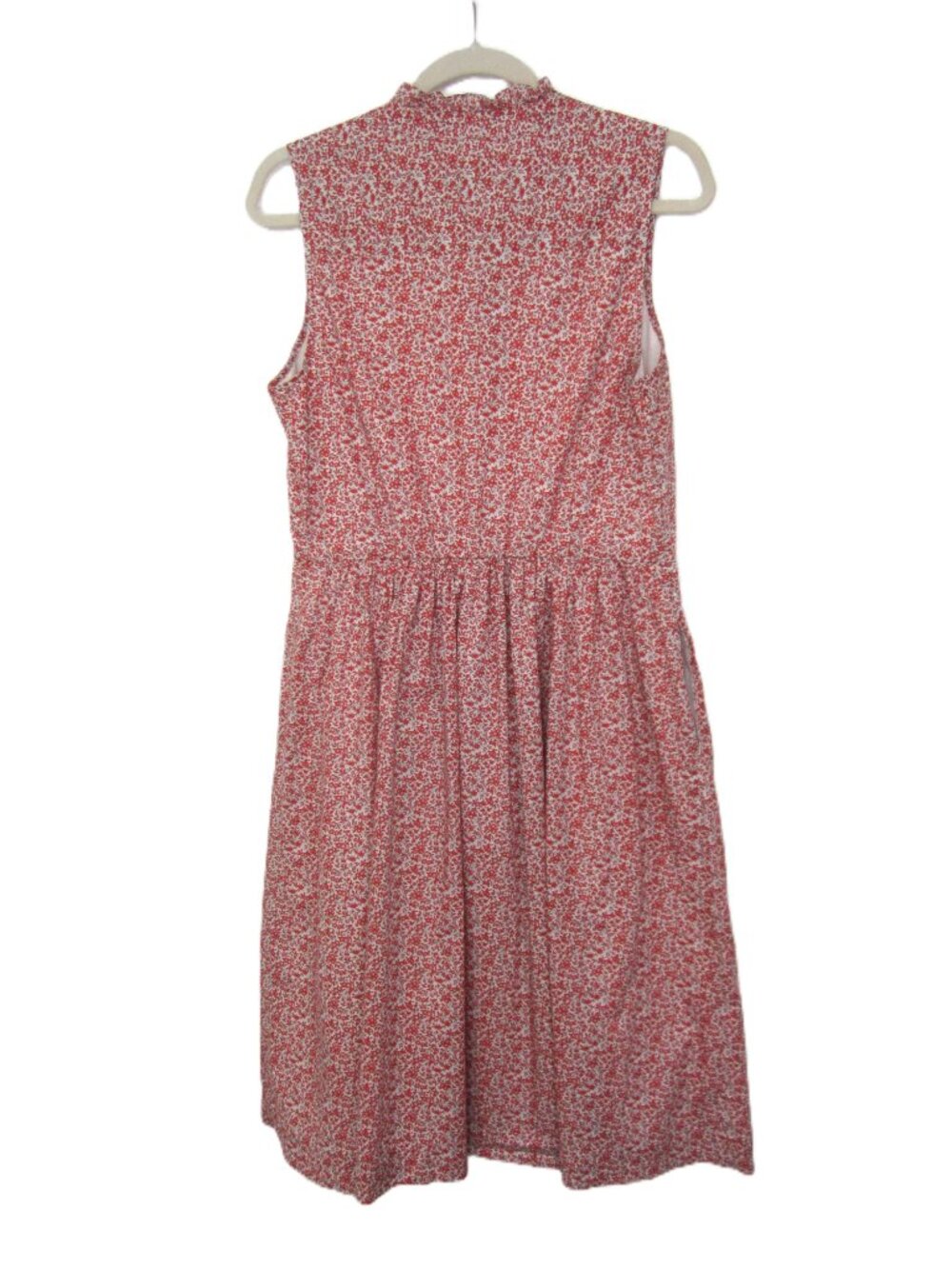 J.Crew Size 10 Liberty Floral Print Sleeveless Ruffle Neck Midi Dress Red - Picture 11 of 11